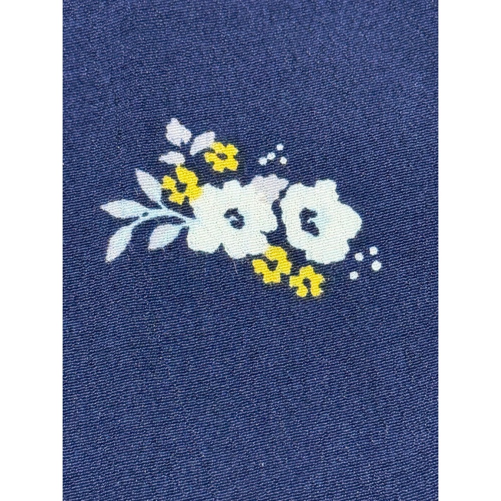 Elodie Navy Floral Print Square Neck Short Sleeve Button Front Top Womens Size S - Picture 4 of 9